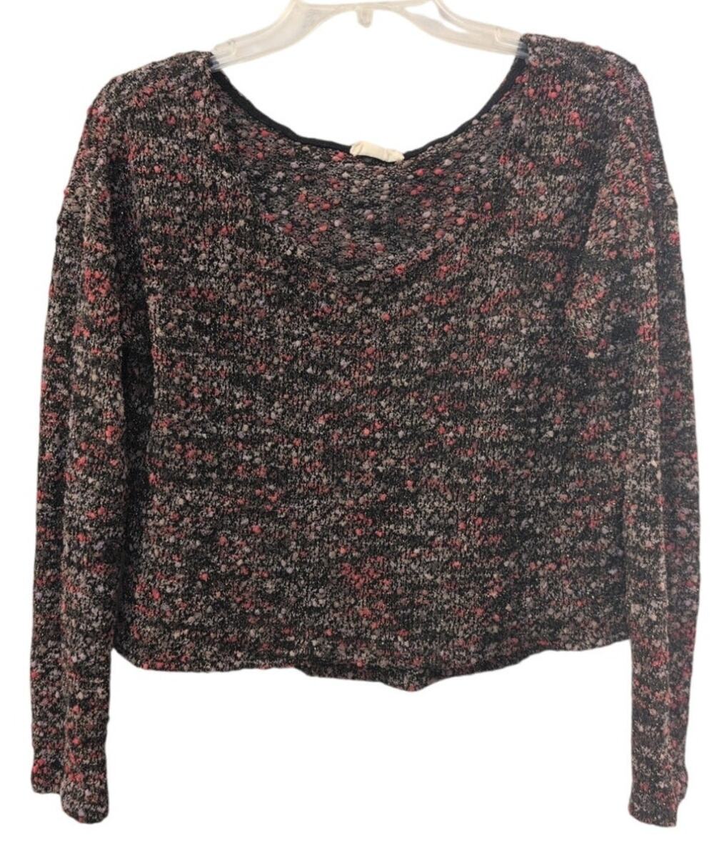 Crystal K Pink, Black & Purple Crop Sweater | Size M